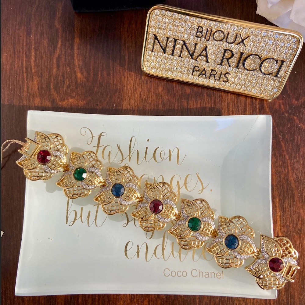 Vintage NWT! Nina Ricci Bracelet with Jewel Tone Crystals